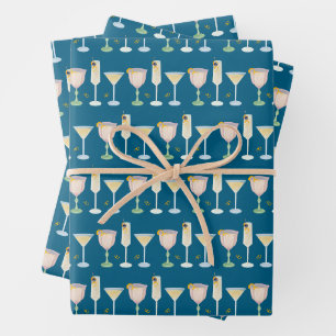 French 75 Martini Bit Older Signature Cocktail Wrapping Paper Sheets