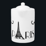 French Accent Teapot<br><div class="desc">Give your party décor a French accent with this Medium white Porcelain teapot that features a celebrated monument. Handcrafted with chic black Parisian lettering and decorative scroll detailing. See matching candy jar, espresso cup, pitcher, paper plate, shot glass and coasters. See the entire Cancan Teapot collection in the FOOD/BEV |...</div>
