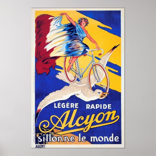 French Ad ALCYON BICYCLE Vintage Cycle Poster Art