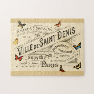 French Ad With Vintage Butterflies, Vs 2 Jigsaw Puzzle