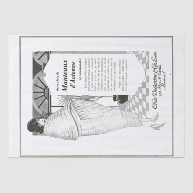 French Advertisement Decoupage Fancy Lady Vintage Tissue Paper (Front)