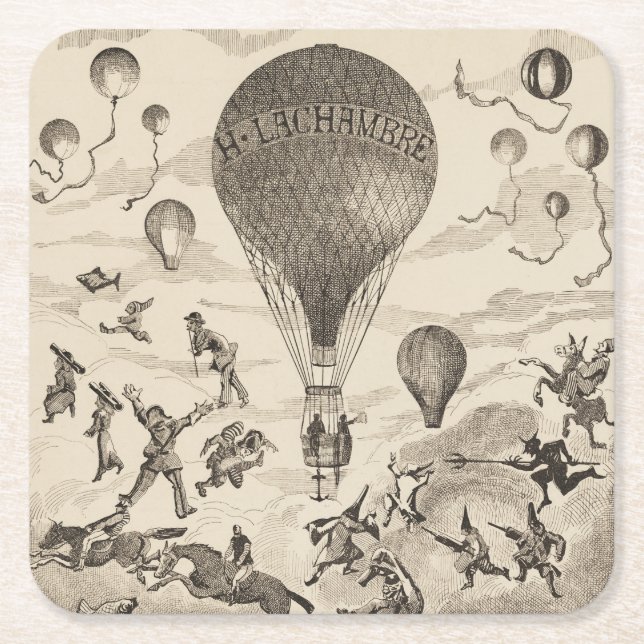 French Advertisement For Balloon Manufacturer Square Paper Coaster (Front)