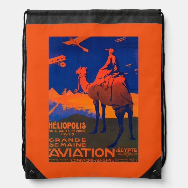 French Airline Promotional Poster Drawstring Bag (Front)