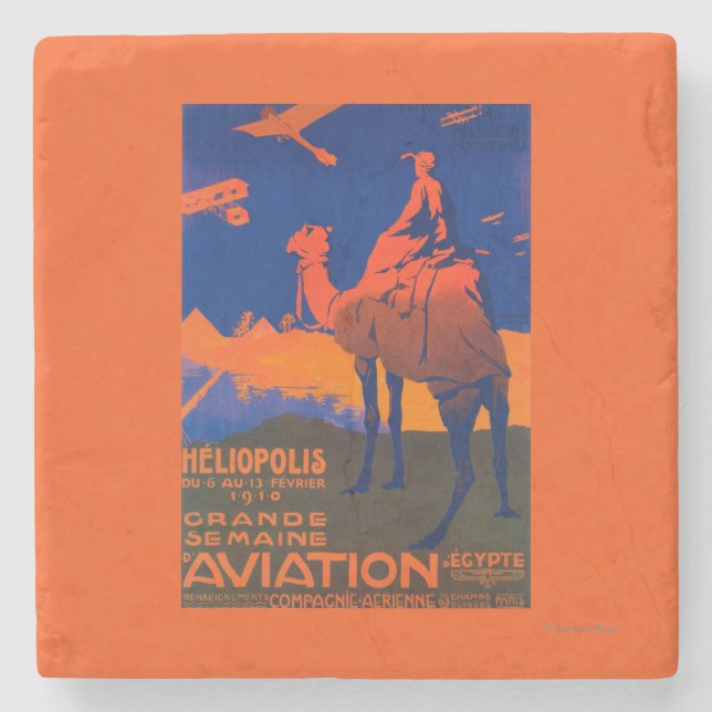 French Airline Promotional Poster Stone Coaster (Front)