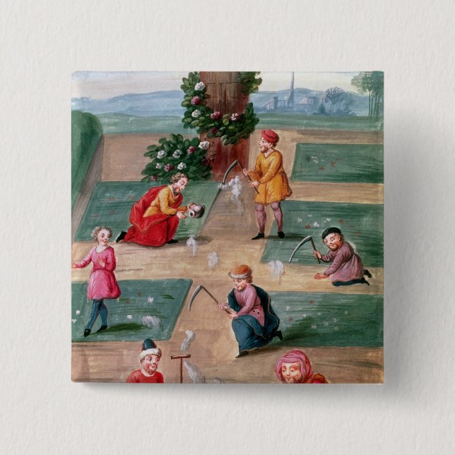 French alchemists seeking material gold pinback button (Front)