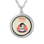 French Alice Book Cover Silver Plated Necklace