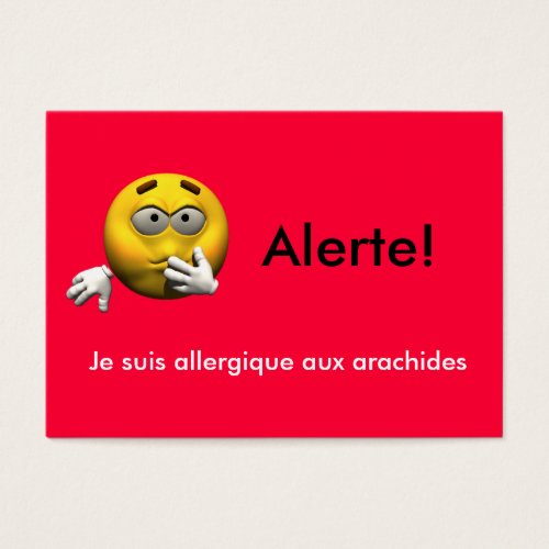 French Allergy Info card - Peanut Business Card Template