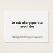 French Allergy Info card - Peanut (Back)