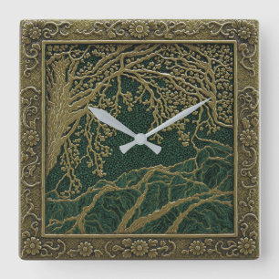 French Alps Gold Lemon Malachite Colors Wall Clock