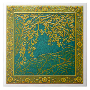French Alps Gold Lemon Teal Shades Ceramic Tile