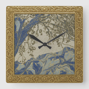 French Alps Gold Silver blue Color Wall Clock