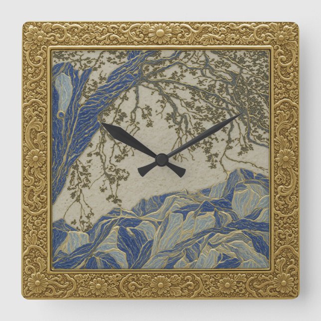 French Alps Gold Silver blue  Color Wall Clock (Front)