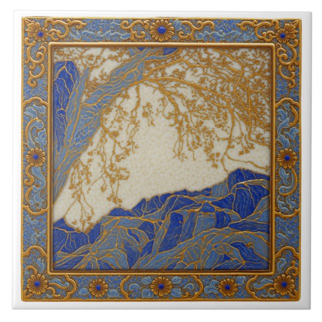 French Alps Gold  Silver Bronze  Ceramic Tile (Front)