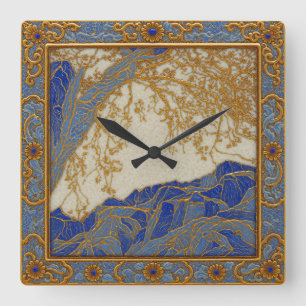 French Alps Gold Silver Lapis Color Wall Clock
