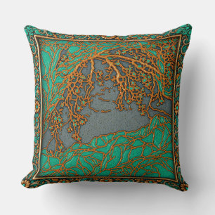 French Alps Gold , Silver Turquoise Throw Pillow