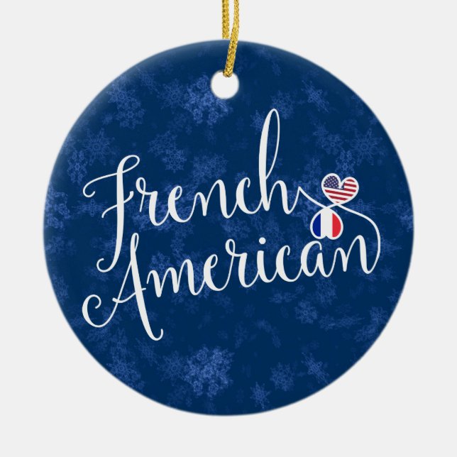 French American Christmas Tree Ornament, France Ceramic Ornament (Front)
