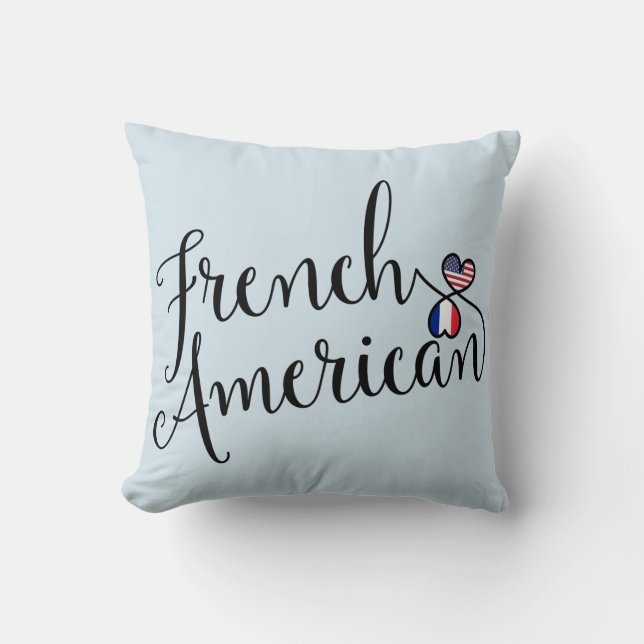 French American Entwined Hearts Throw Cushion (Front)