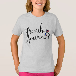 French American Entwinted Hearts   T-Shirt
