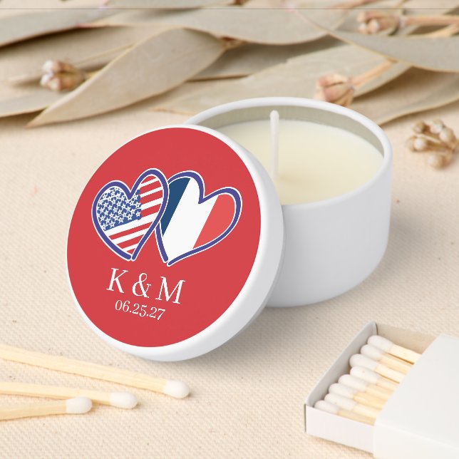 French American Heart Flags Mini Candle Favors (Insitu)