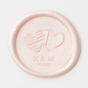 French American Heart Flags Wax Seal Sticker