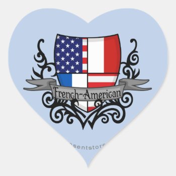 French-american Shield Flag Heart Sticker by representshop at Zazzle