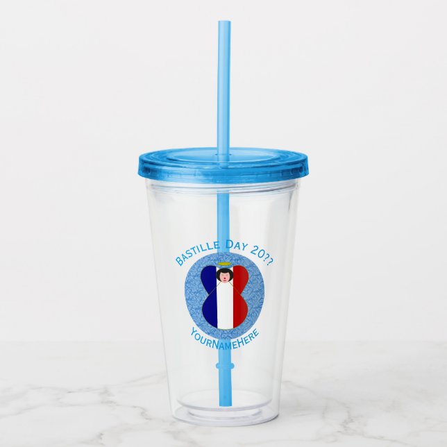 French Angel Bastille Day Personalized Acrylic Tumbler (Front)