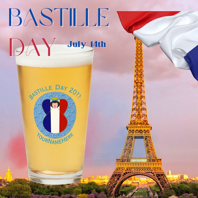 French Angel Bastille Day Personalized Glass (Creator Uploaded)