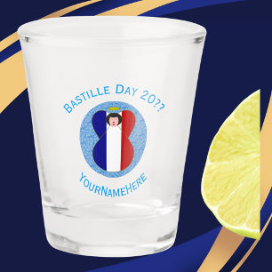 French Angel Bastille Day Personalized Shot Glass