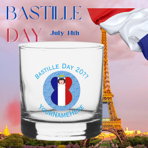 French Angel Bastille Day Personalized Whiskey Glass