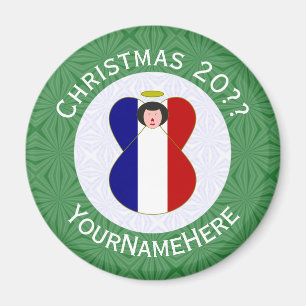 French Angel Christmas Flag Personalized Magnet