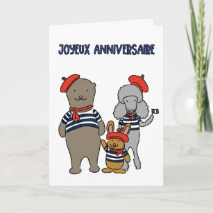 French Animal Friends Joyeux Anniversaire Birthday Card Zazzle Com
