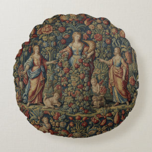 French Antique Style Roman Goddess Abundantia Round Pillow