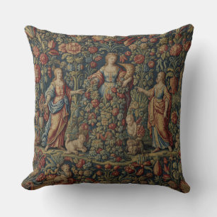 French Antique Style Roman Goddess Abundantia Throw Pillow