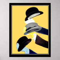French Art Deco Vintage poster 3 Hats