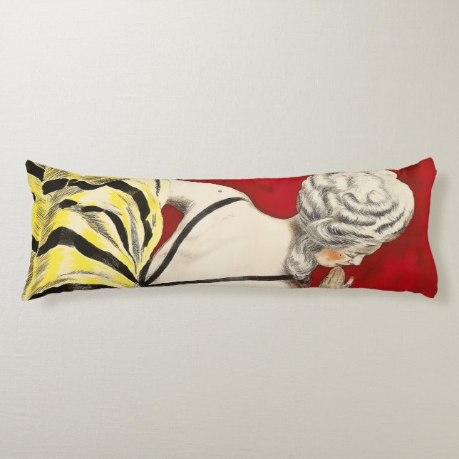 French art nouveau beauty Creme de Luzy advertisem Body Pillow (Front)