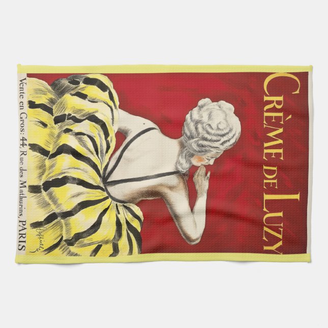French art nouveau beauty Creme de Luzy advertisem Kitchen Towel (Horizontal)