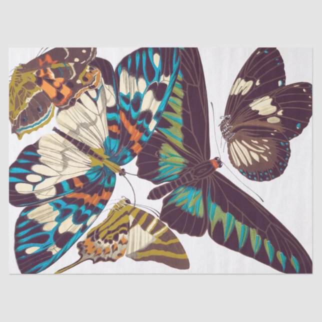 French Art Nouveau Butterflies Tissue Paper (Front)