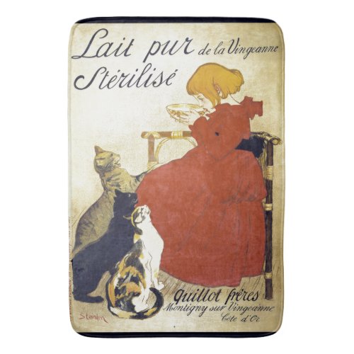 French Art Nouveau Cats Milk Poster Bathmat
