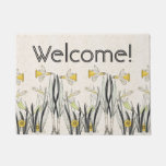 French Art Nouveau Daffodil Flower Welcome Doormat at Zazzle