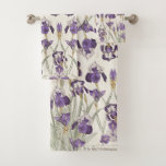 French Art Nouveau Iris Flowers Bath Towel Set