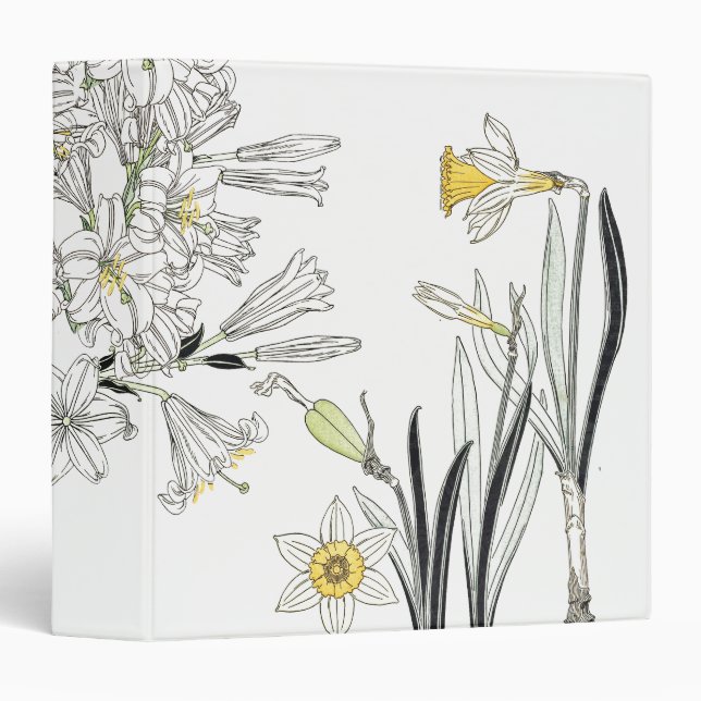 French Art Nouveau Lily Daffodil Flowers Binder (Front/Spine)