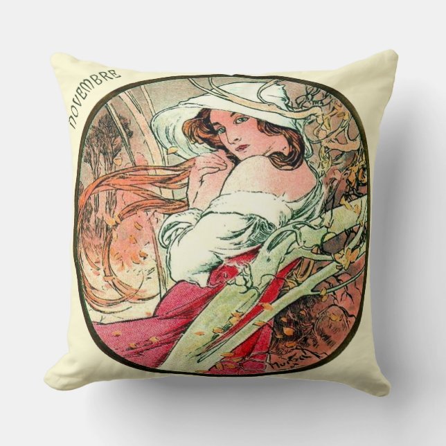 French Art Nouveau November Cushion (Front)