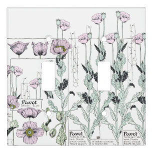 French Art Nouveau Poppy Pavot Flowers Wall Plate