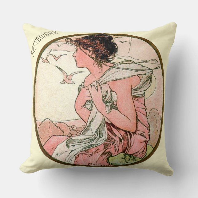 French Art Nouveau September Cushion (Front)