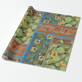 French Art Nouveau Stylized Nasturtium Flowers Wrapping Paper
