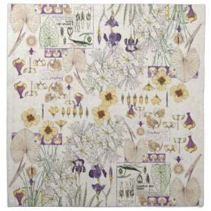 French Art Nouveau Vintage Flower Cloth Napkins