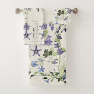 French Art Nouveau Vintage Flowers Bath Towel Set
