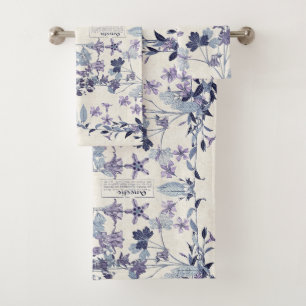 French Art Nouveau Vintage Flowers Bath Towel Set