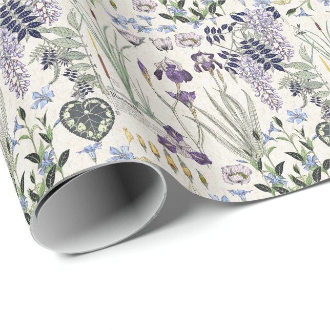 French Art Nouveau Vintage Flowers Wrapping Paper (Roll Corner)