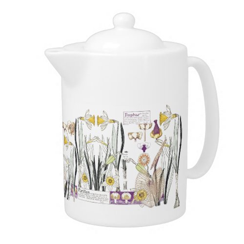 French Art Nouveau Waterlily Narcissus Flower Teapot